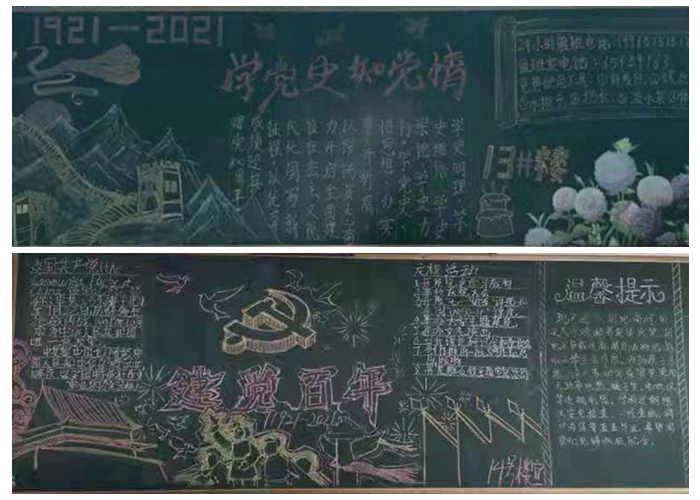 开展在学生公寓楼盘开展"学党史,办实事,优服务"主题黑板报评比活动